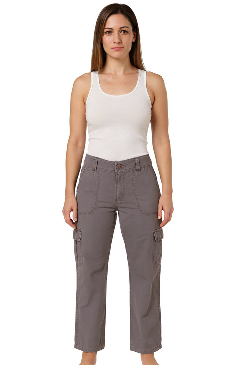 Cabela's Pants - Cabela’s Casuals Women’s 6R Grey Cotton Wide‑Leg Cargo Pants | Outdoor Hiking Ut